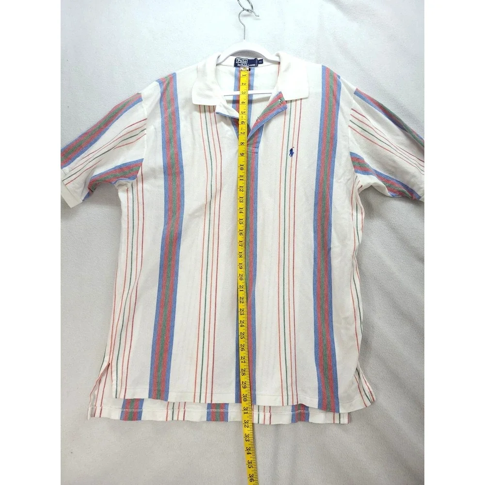 Polo Ralph Lauren Mens Polo Shirt Sz XL Multicolor Stripe Blue Pony Old Money‎